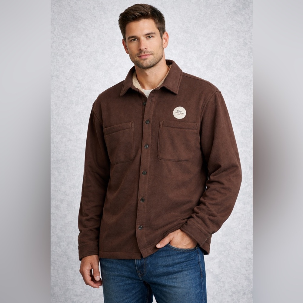 Nomad Men's Dark Brown Button Up Shirt w/ Sherpa